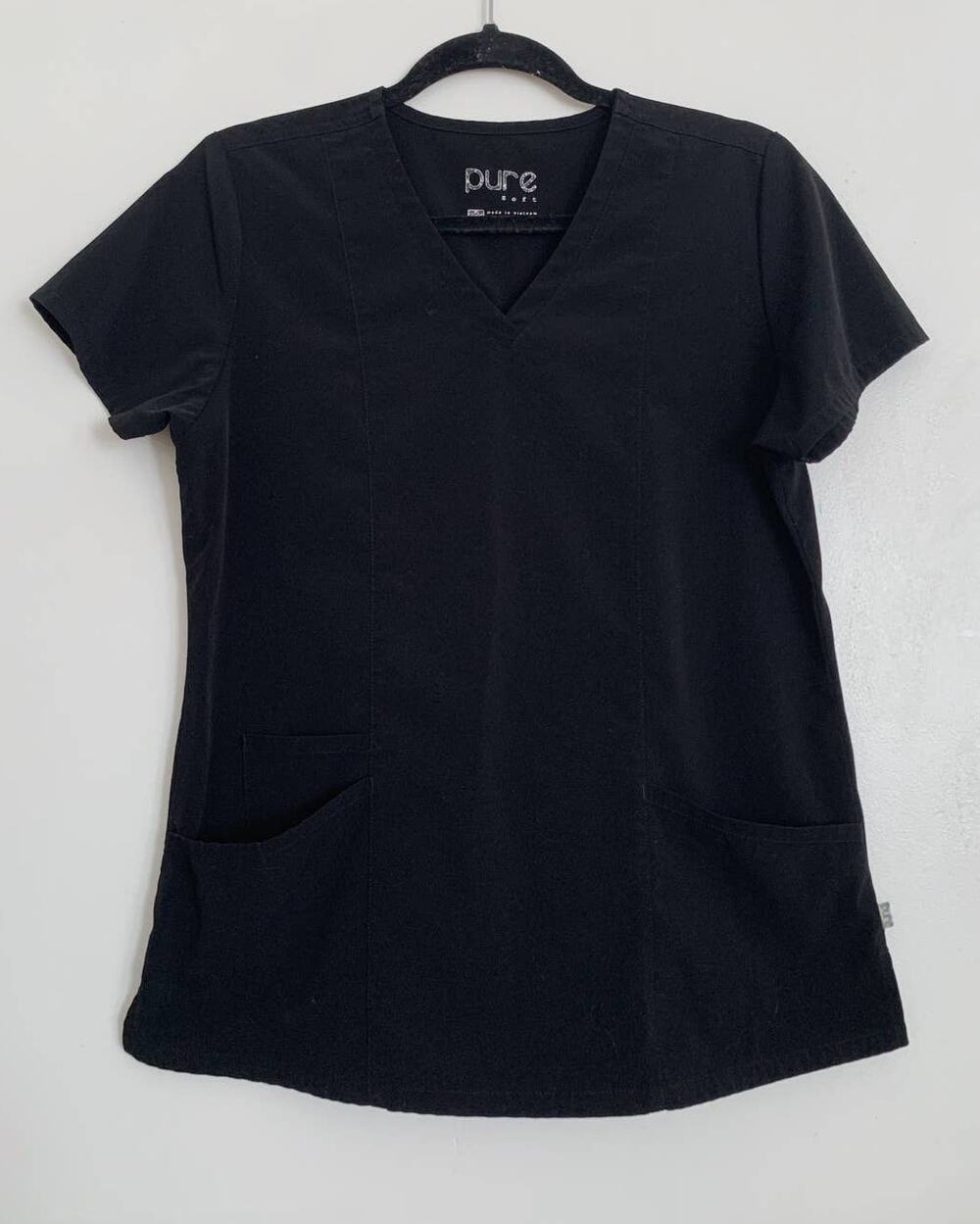 Black Pure Soft Three Pocket Scrub Top S
